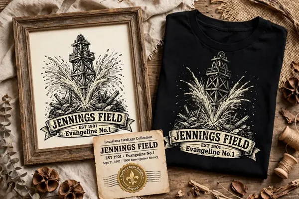Evangeline fields designs adult history Tshirt Louisiana Heritage collection