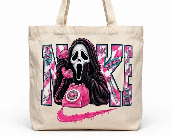 Scream theme canvas tote bag