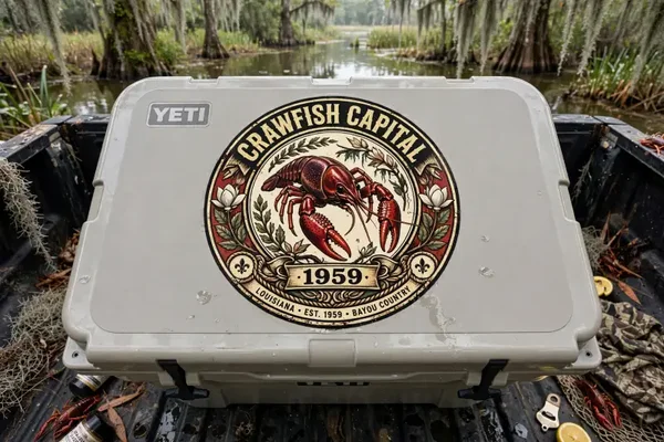 8 inch decal , for any solid surface, crawfish design