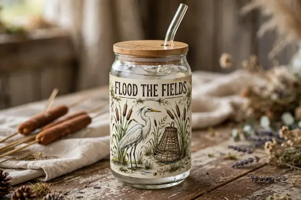 Louisiana crawfish and rice field 16 oz glass tumbler