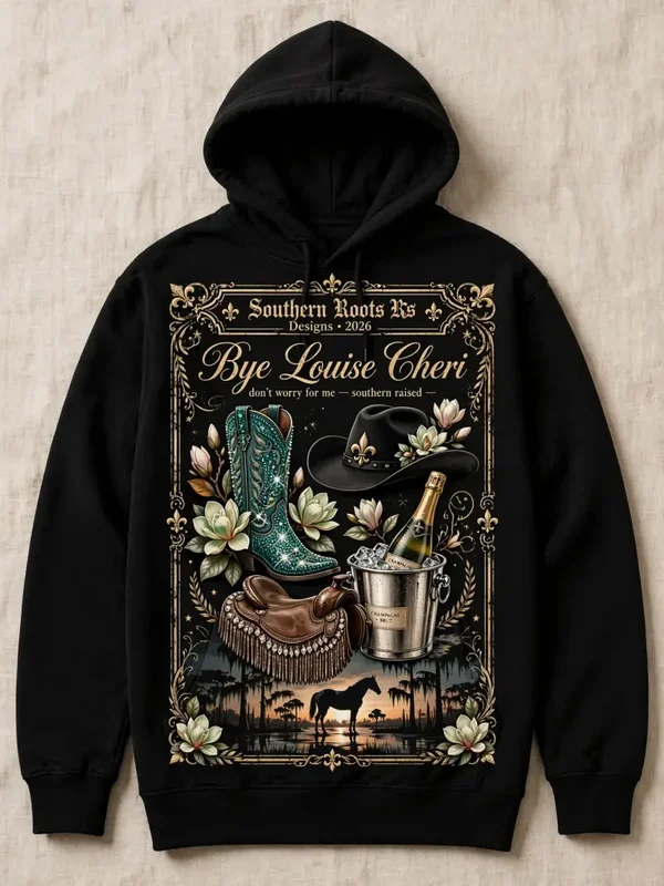 Bye Louise collection hoodies in 4 designs , glam and Louisiana sass