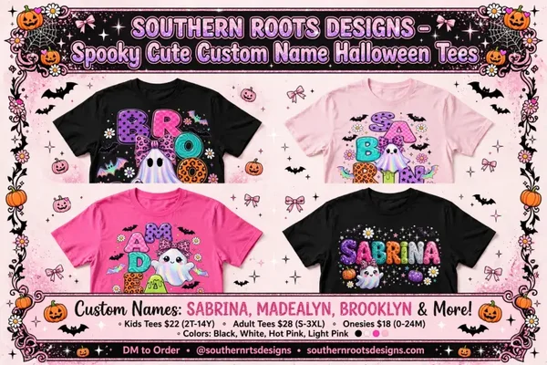 Customized names in non spooky designs babies to adults sizes