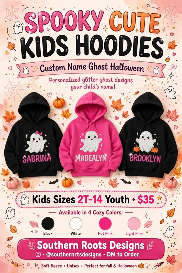 Spooky cute hoodie personalized design kids and youth styles