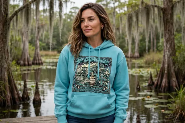Bundled Whiskey & hell bent T-shirt and hoodie with cross and backhoe design