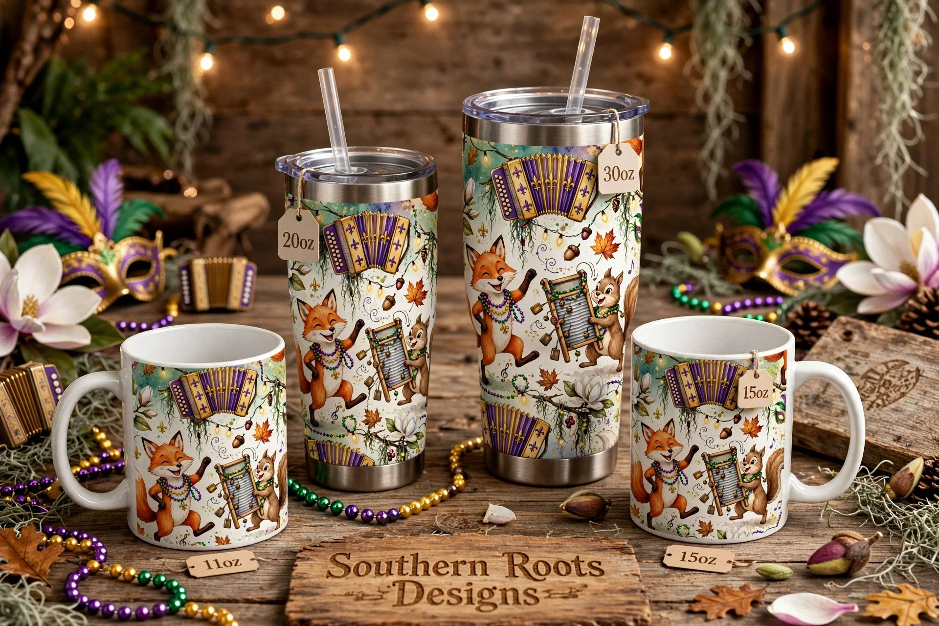 Cozy woodland of Louisiana tumblers and mugs