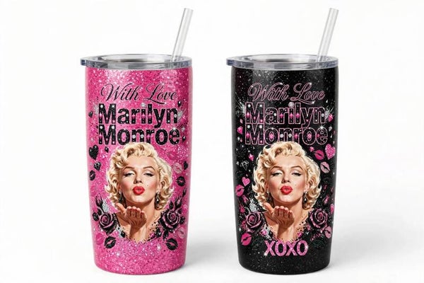 20 oz tumbler with colored tumbler design with love Marilyn