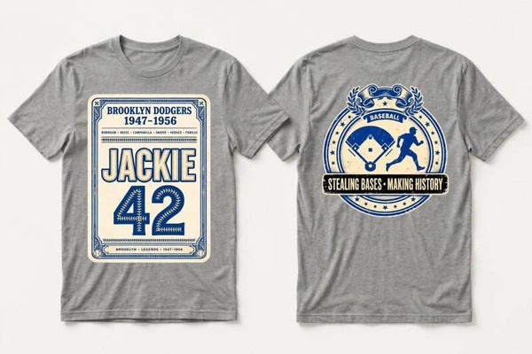 Jackie Robinson baseball theme T-shirt front and back design