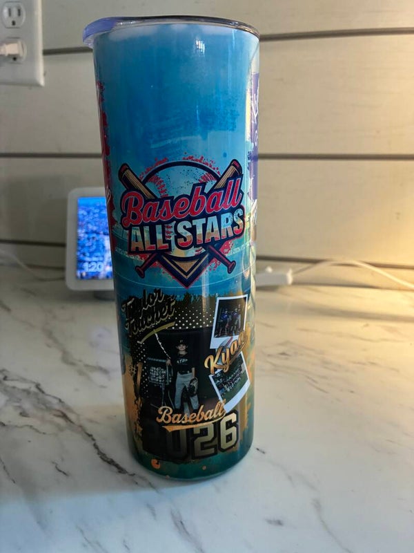 20 oz custom all star photo tumbler , full color , grand parents tumbler