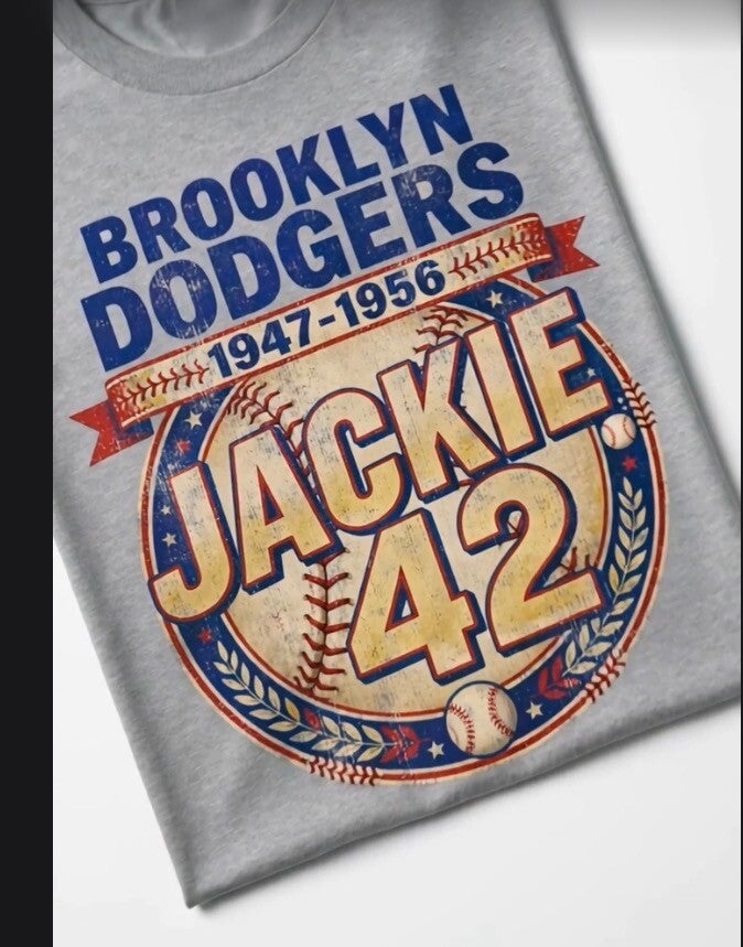 Jackie Robinson baseball theme T-shirt front and back design