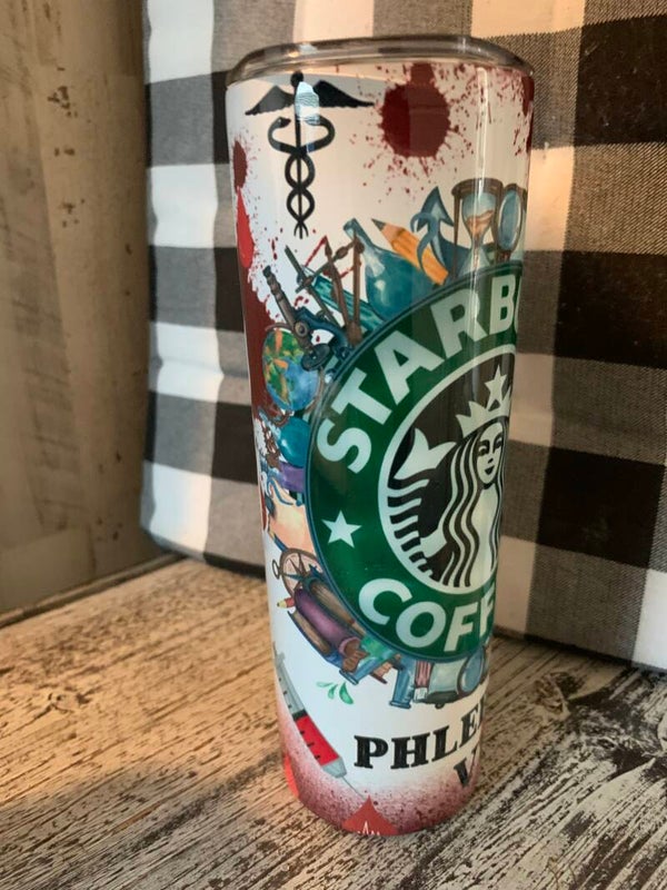 20 oz phlebotomist coffee tumbler with personalized name