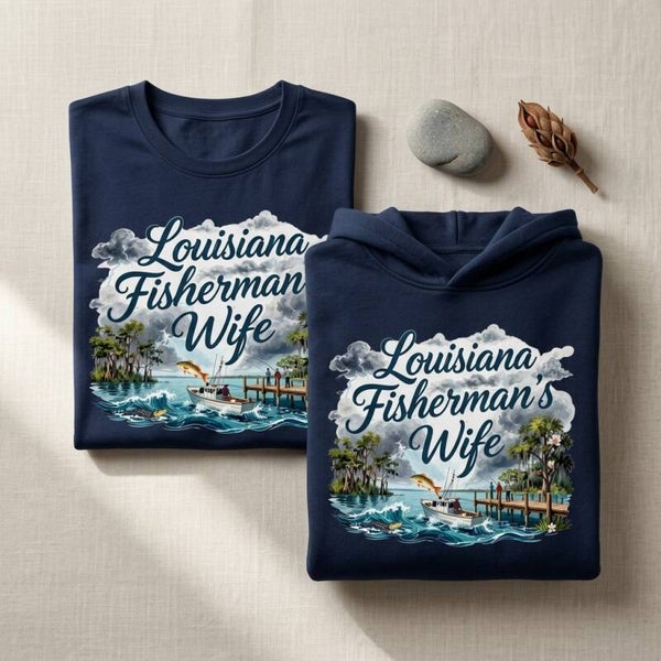 Louisiana fishermen wife in Tshirt and hoodie design