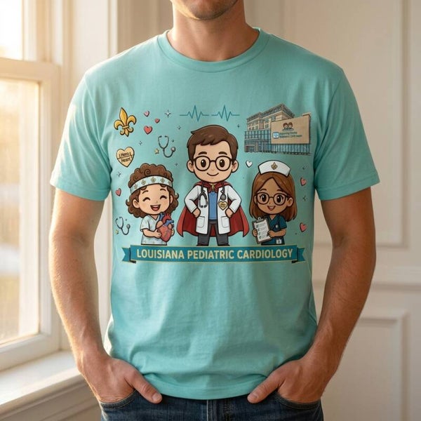Pediatric cardiac surgeon shirt in adult 2 designs.