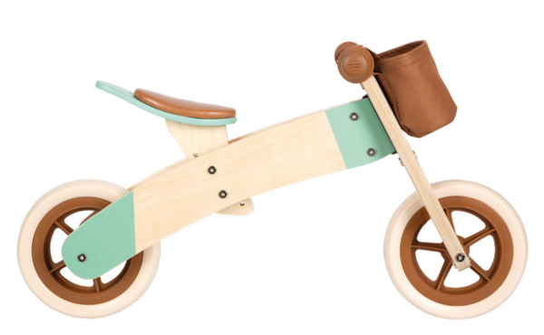 Loopfiets en driewieler Maxi karamelbruin met mogelijkheid naam bedrukking