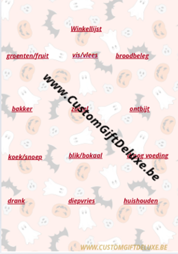 Boodschappenlijst Halloween spookje/vleermuis