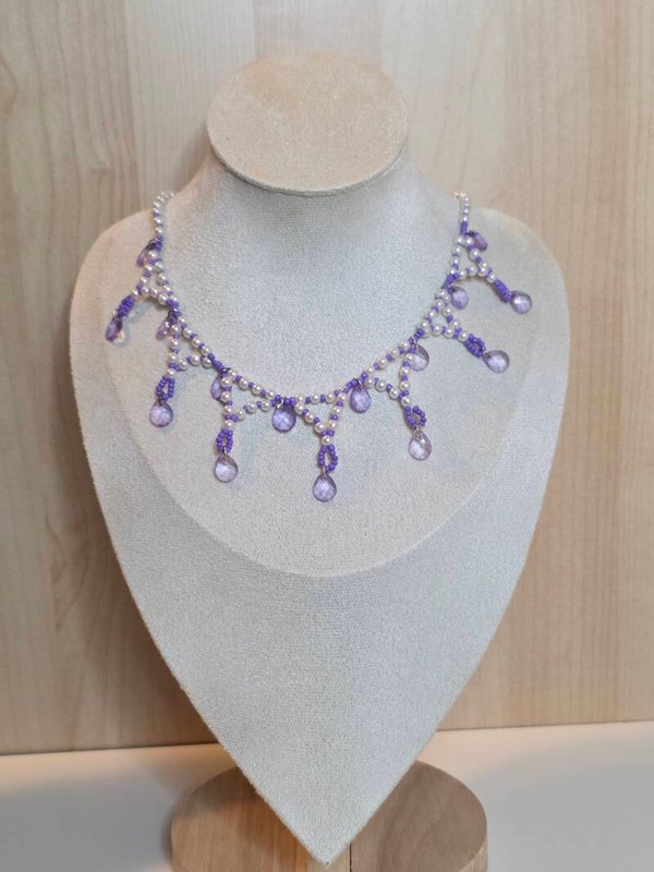 Pearl necklace and earrings