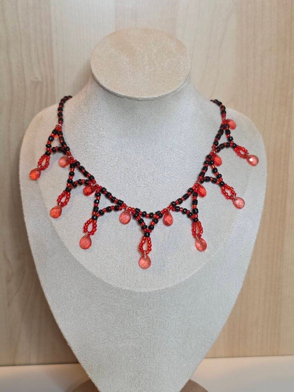 Beaded necklace and earrings