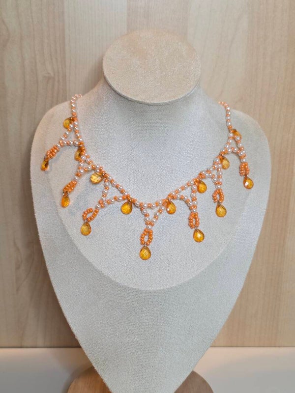 Pearl necklace and earrings