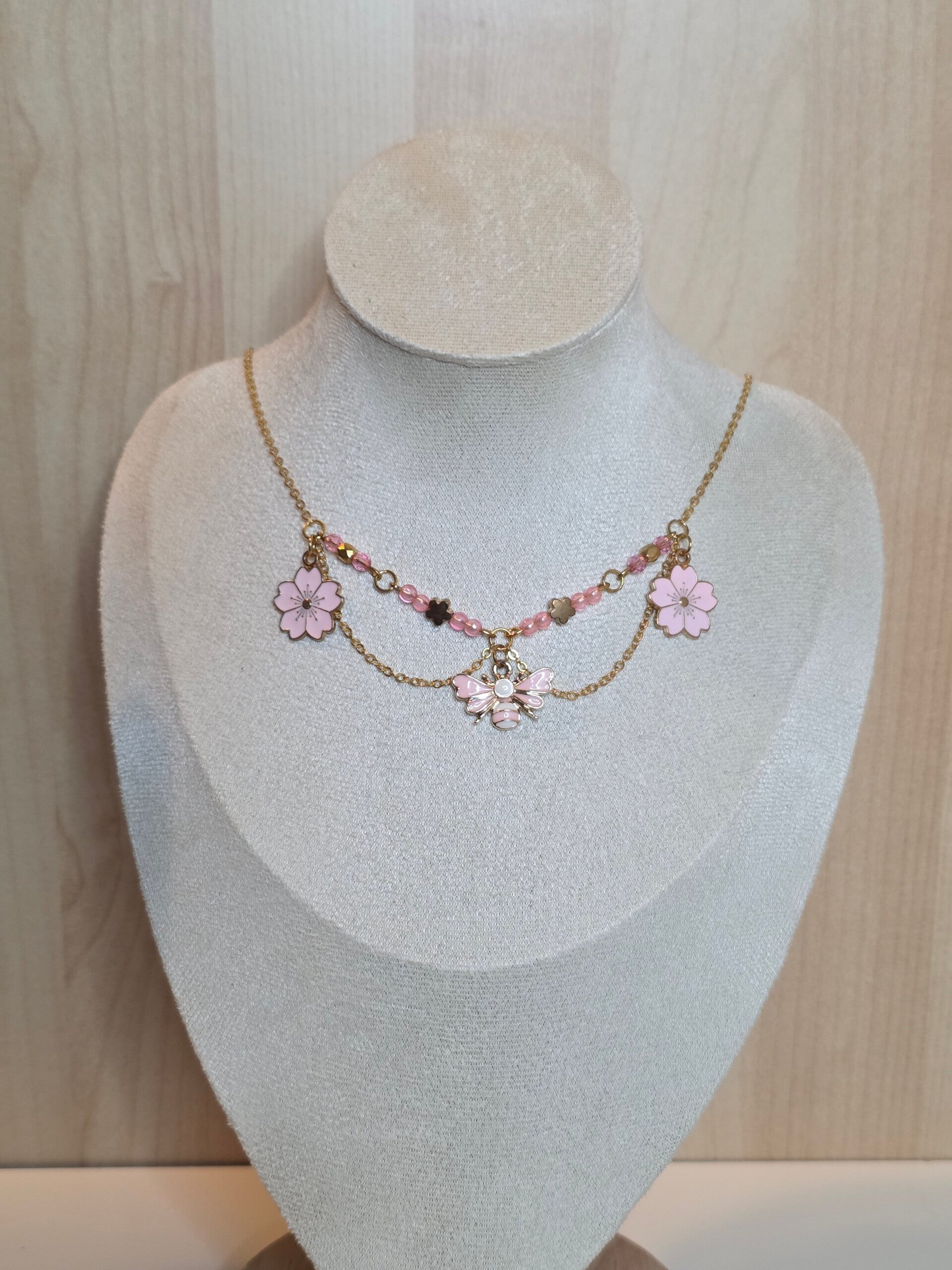 Bee necklace and earrings