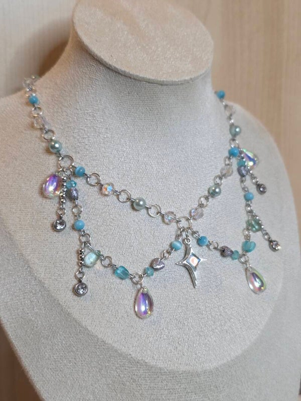 Silver and blue necklace