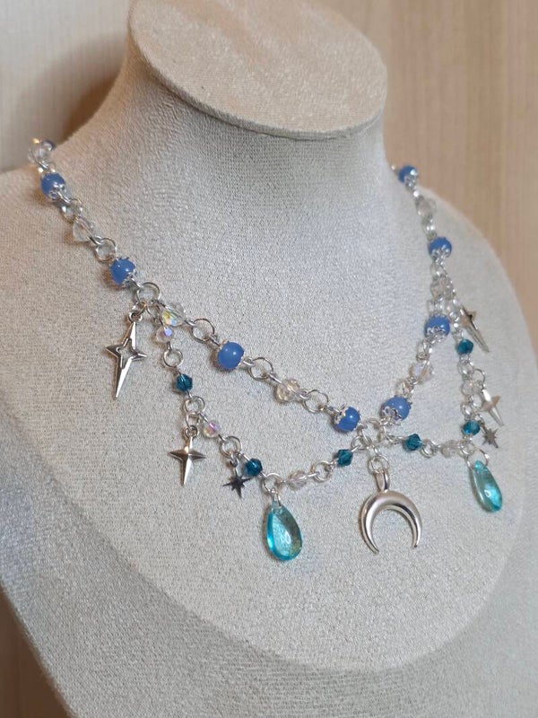 Silver and blue necklace