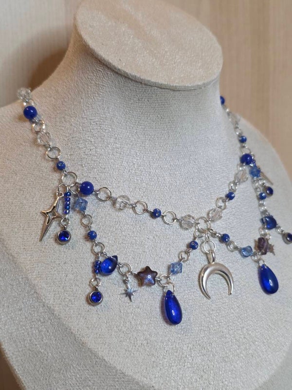 Silver and blue necklace