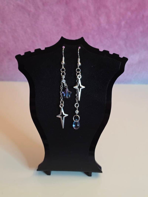 Purple and Blue Star Earrings