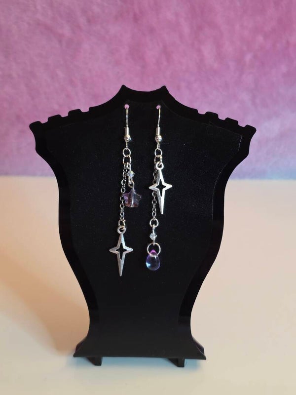 Purple and Blue Star Earrings