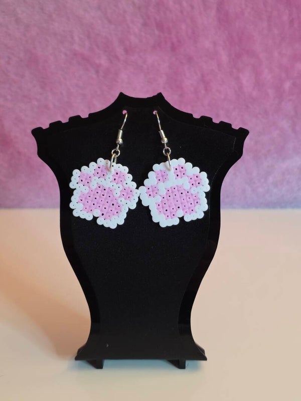 White Kitty Paw Perler Earrings