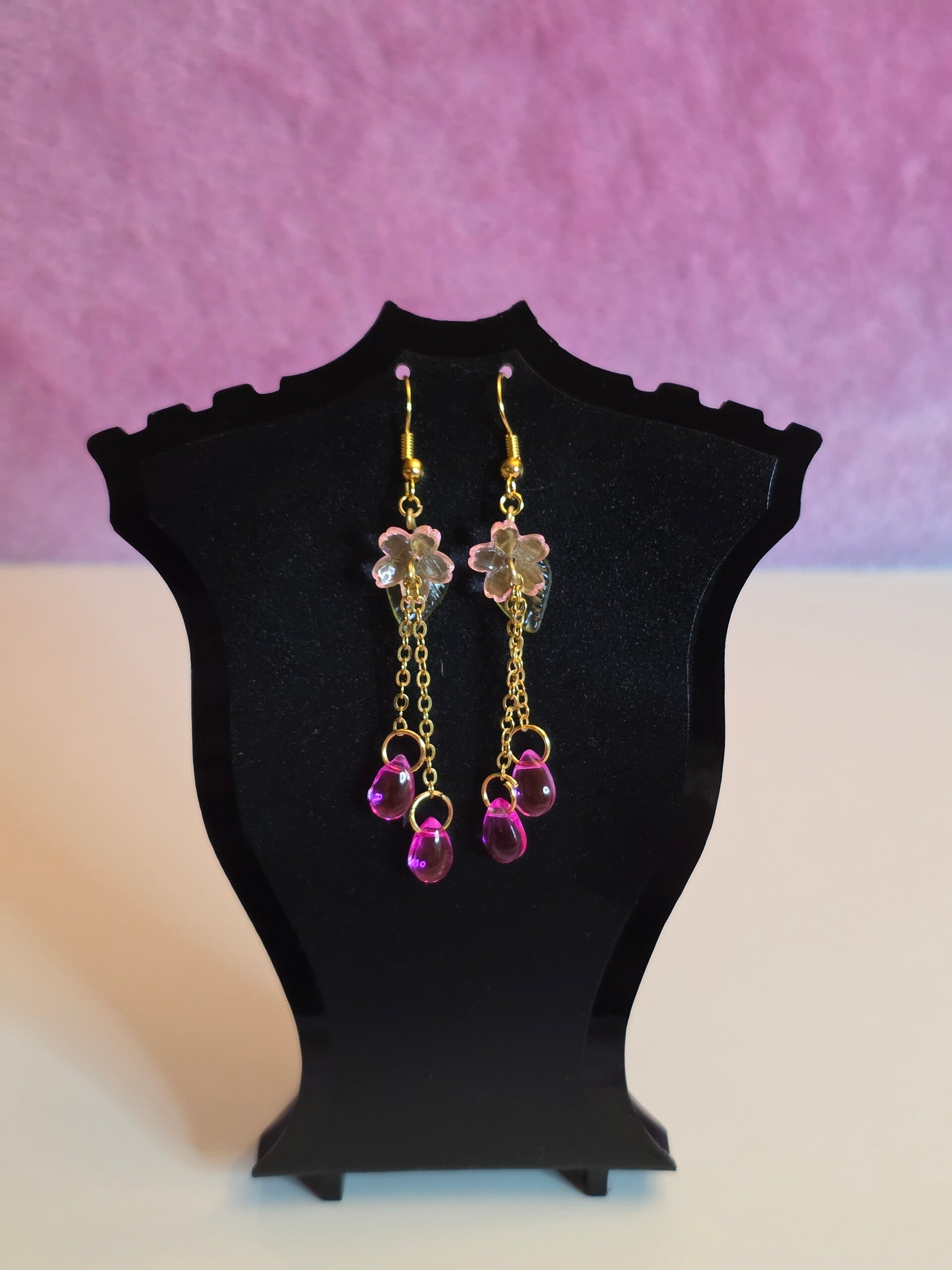 Pink Flower Earrings