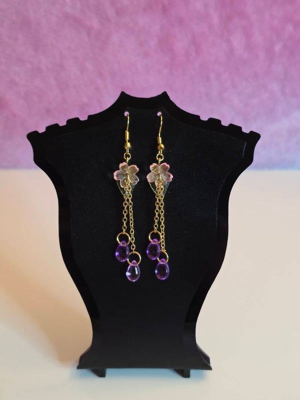 Pink and Purple Flower Earrings