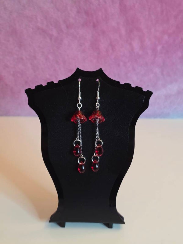 Red Jellyfish Earrings