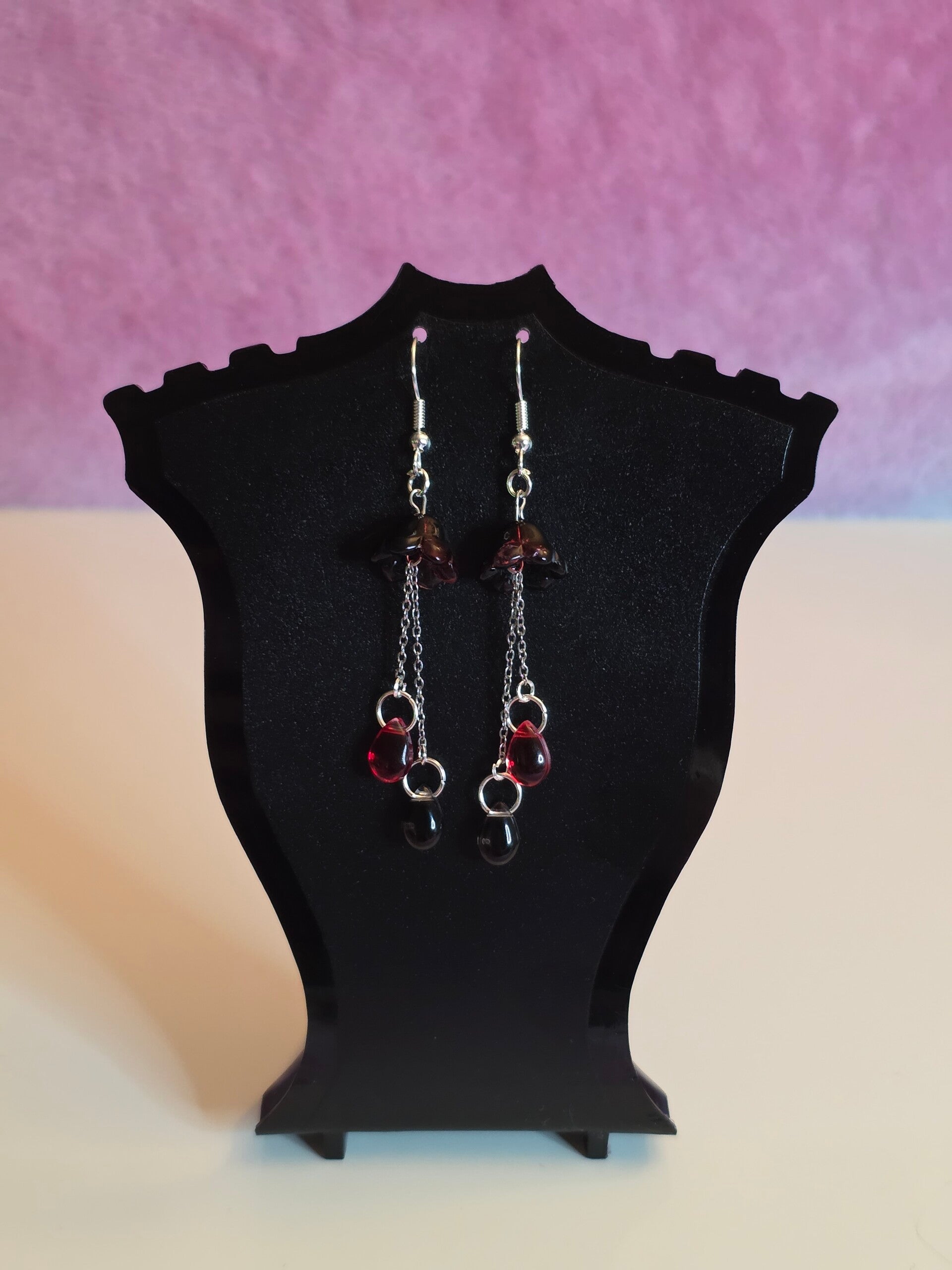 Red and Black Jellyfish Earrings