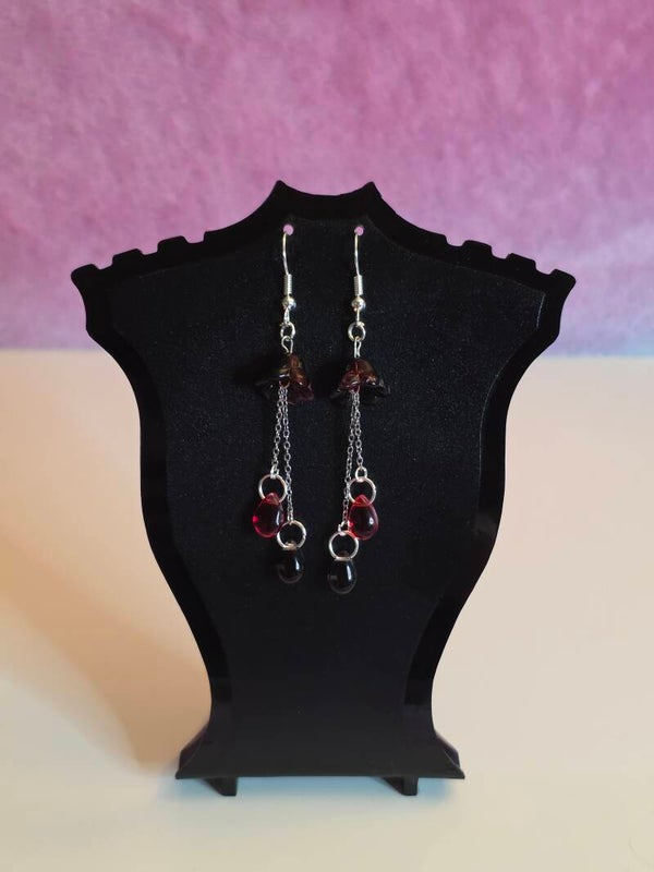 Red and Black Jellyfish Earrings