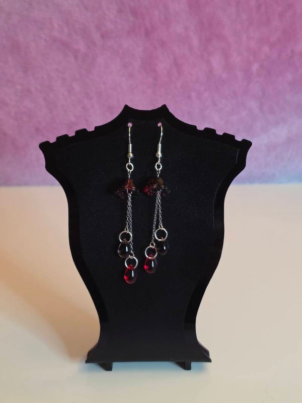 Black and Red Jellyfish Earrings