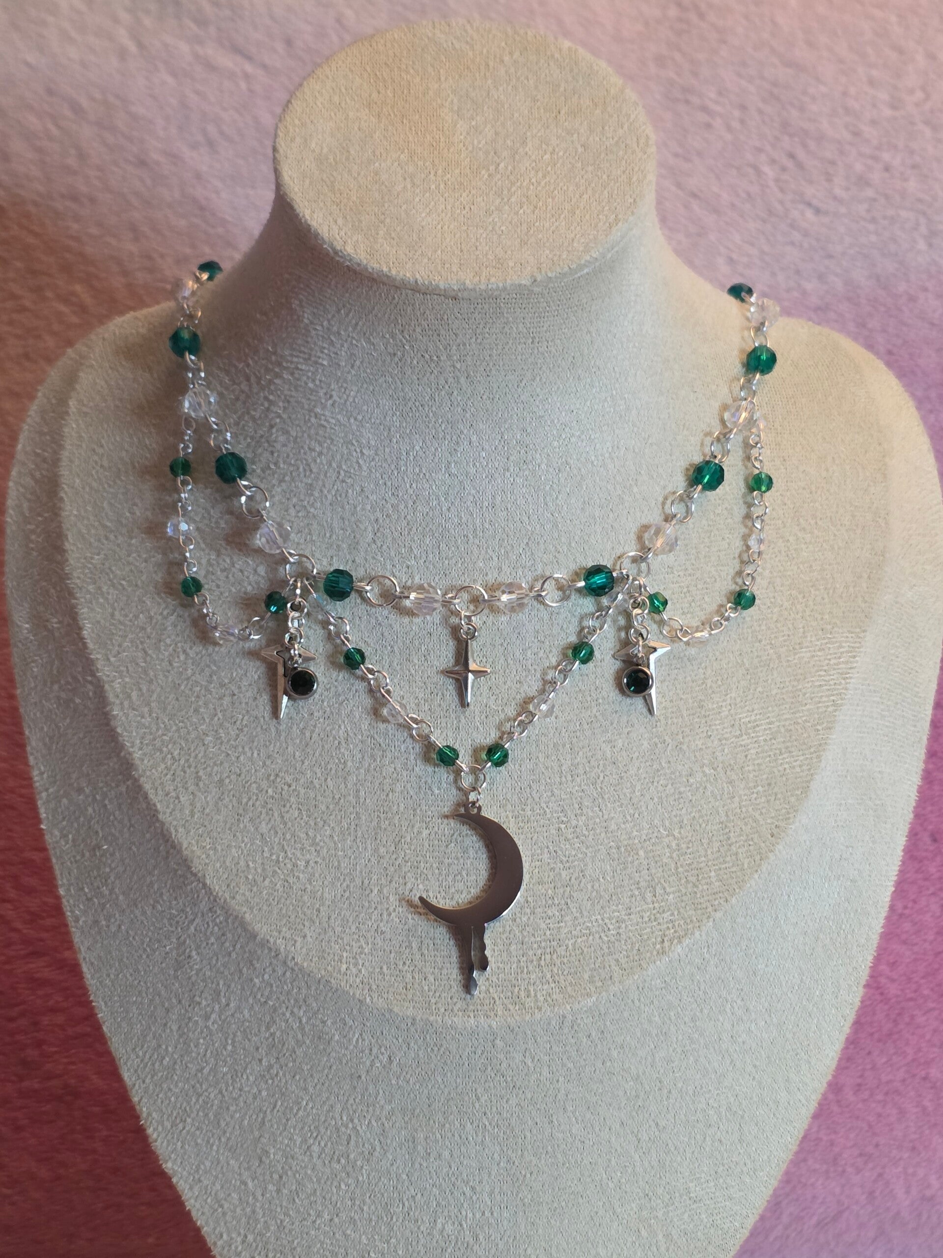 Silver and Green Necklace