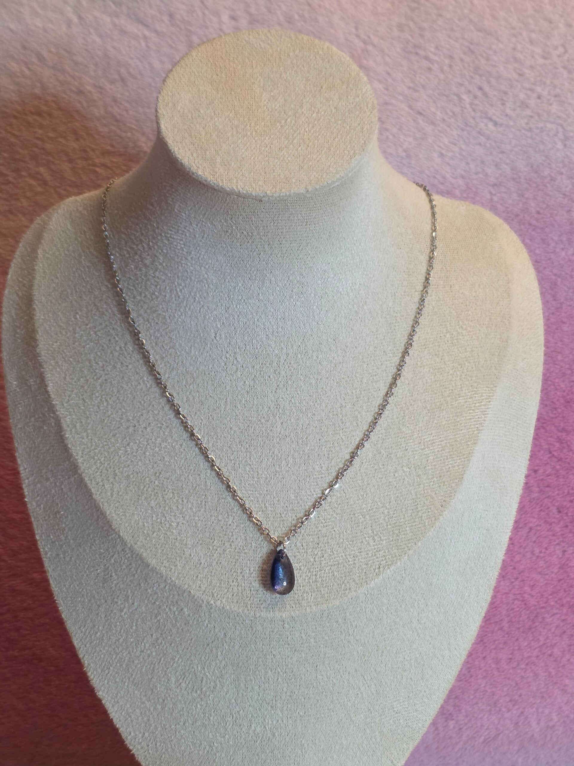 Dark Blue and Gold Charm Necklace