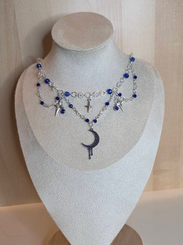 Silver and Dark Blue Necklace