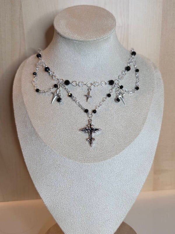 Silver and Black Necklace