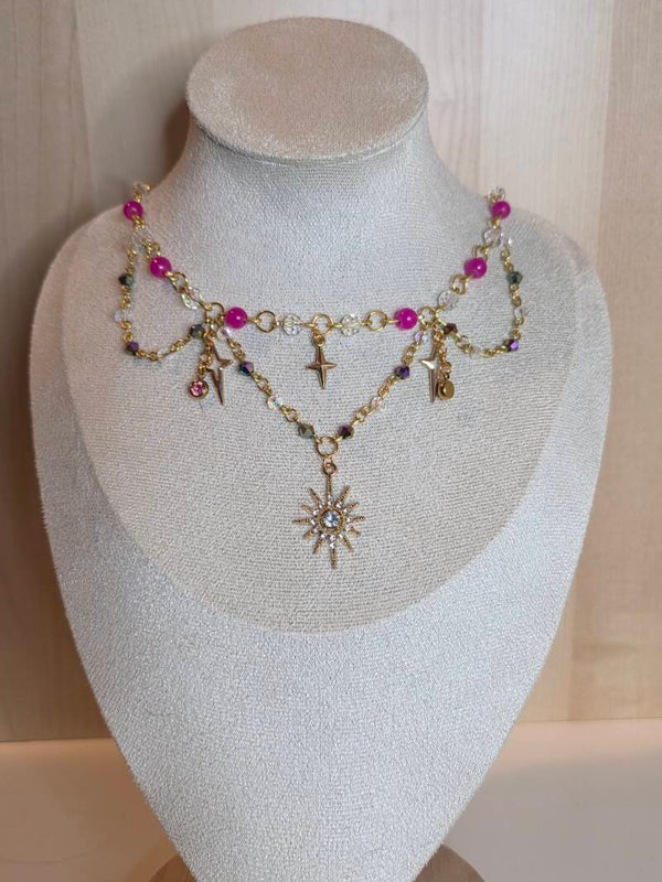 Gold and Pink Necklace