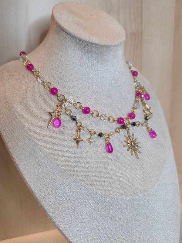 Gold and Pink Necklace