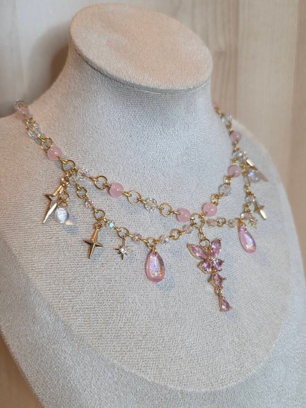 Gold and Pink Necklace