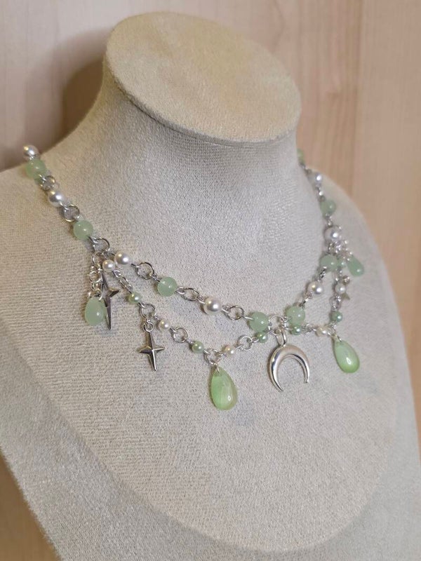 Silver and Green Necklace