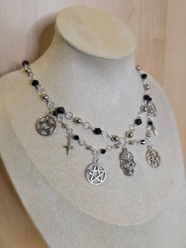 Silver and Black Necklace