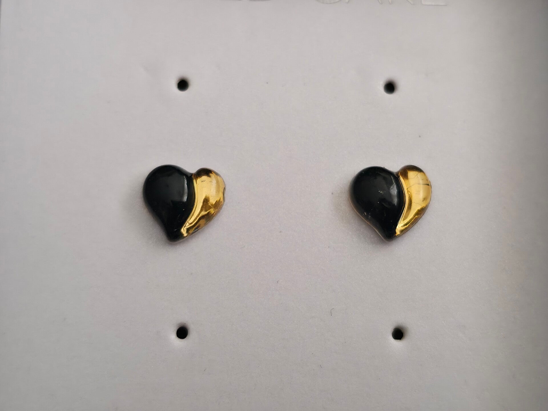 Black and Gold Heart Earrings