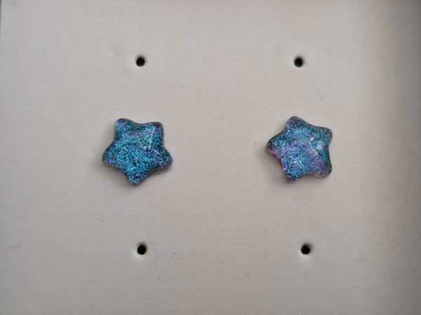 Blue Glitter Star Earrings
