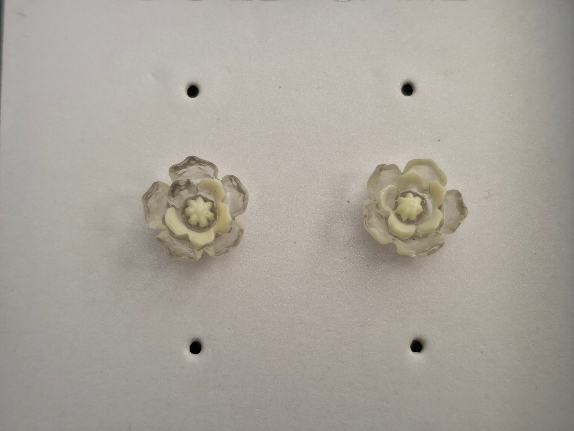 Clear and White Flower Earrings