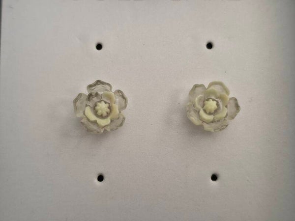 Clear and White Flower Earrings