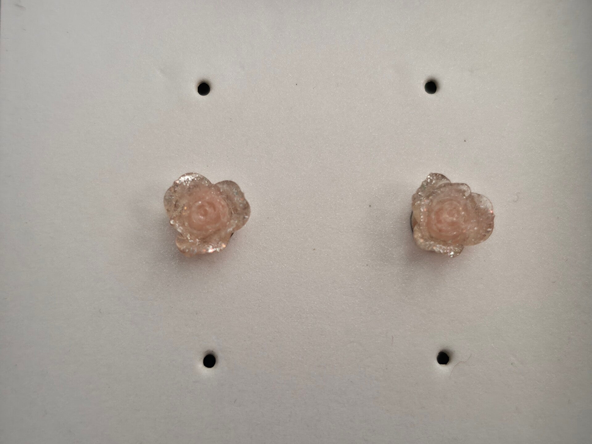 Pink Glitter Rose Earrings