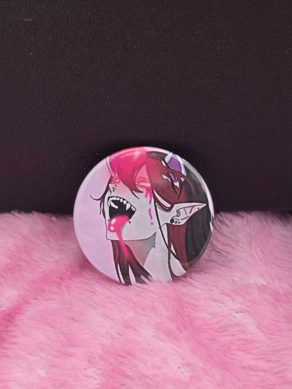 Demon Babe Button (purple background)