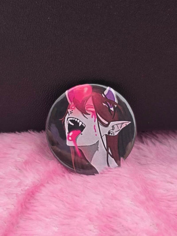 Demon Babe Button (black background)